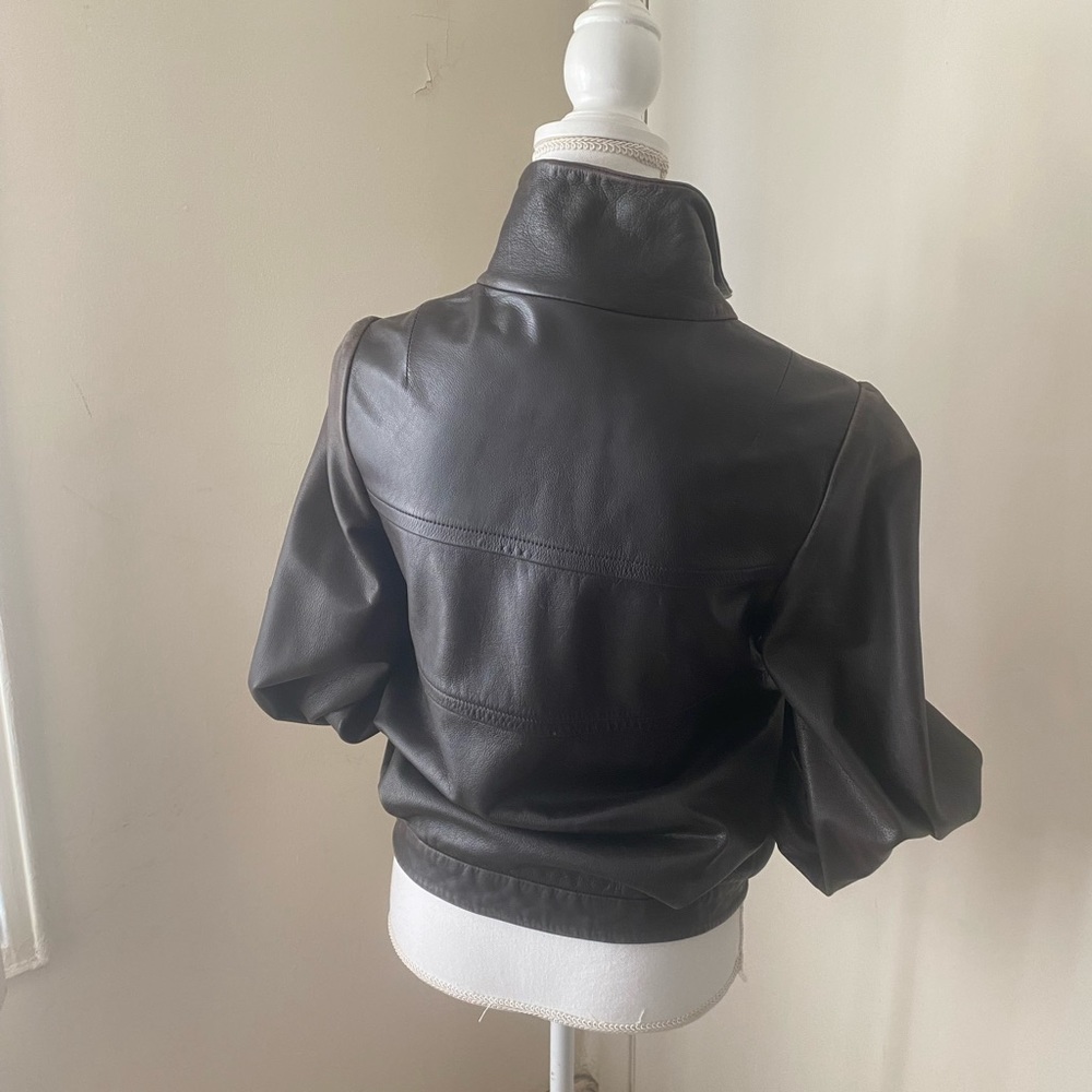 FARHI leather jacket;  button up lined and pockets - Picture 10 of 15